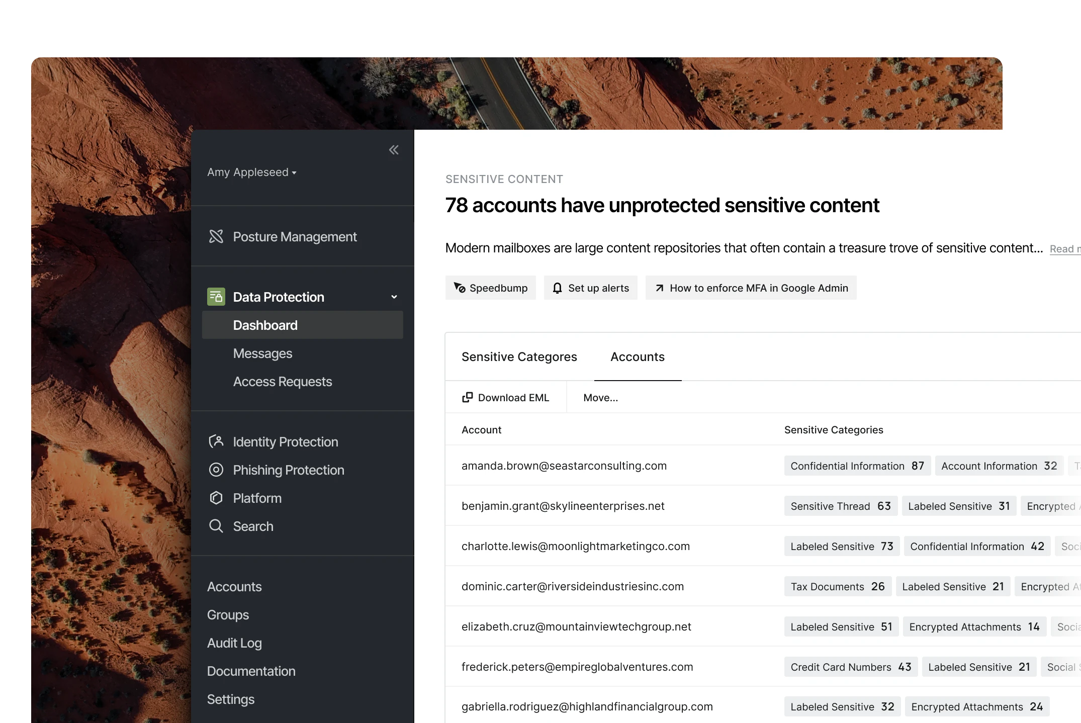 screenshot of Material Security
